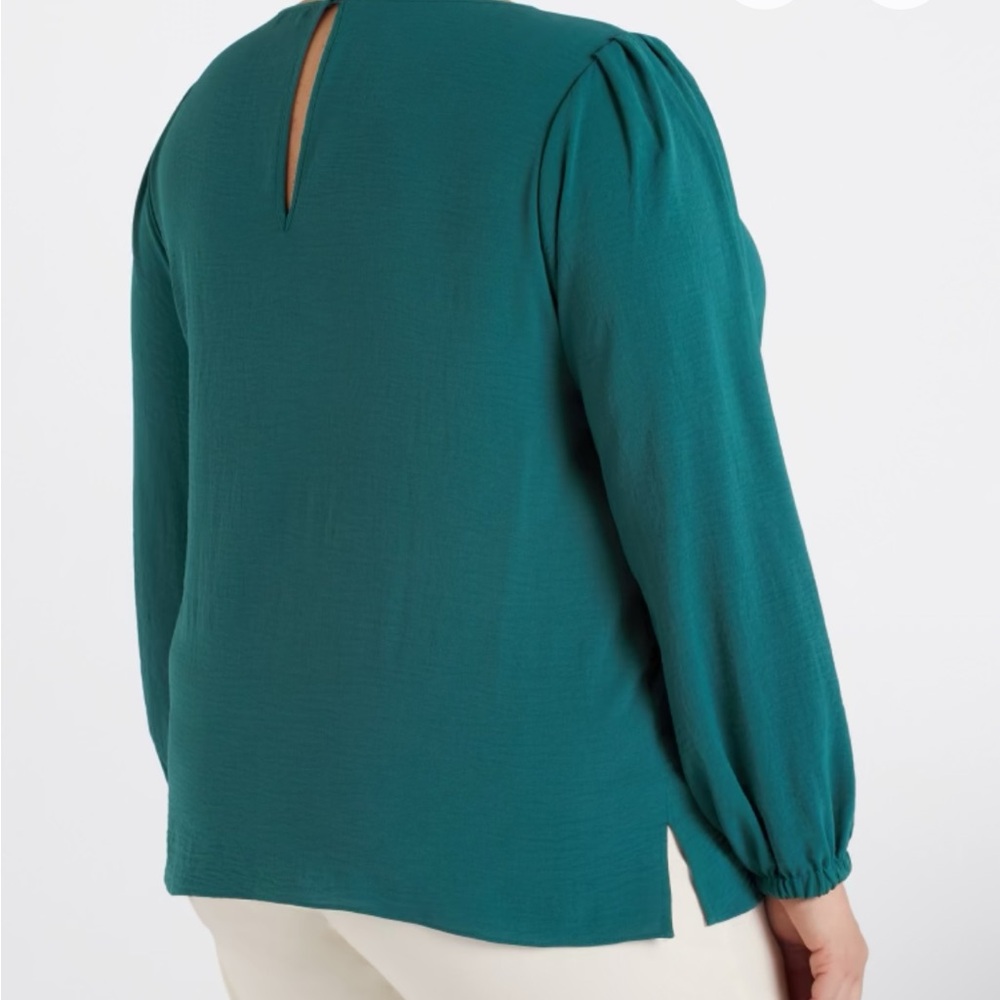 Nine Britton Women’s Green Long Sleeve Blouse - Classic Crewneck - Picture 5 of 9